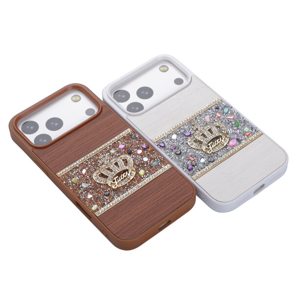 Diamond-encrusted crown wood grain case